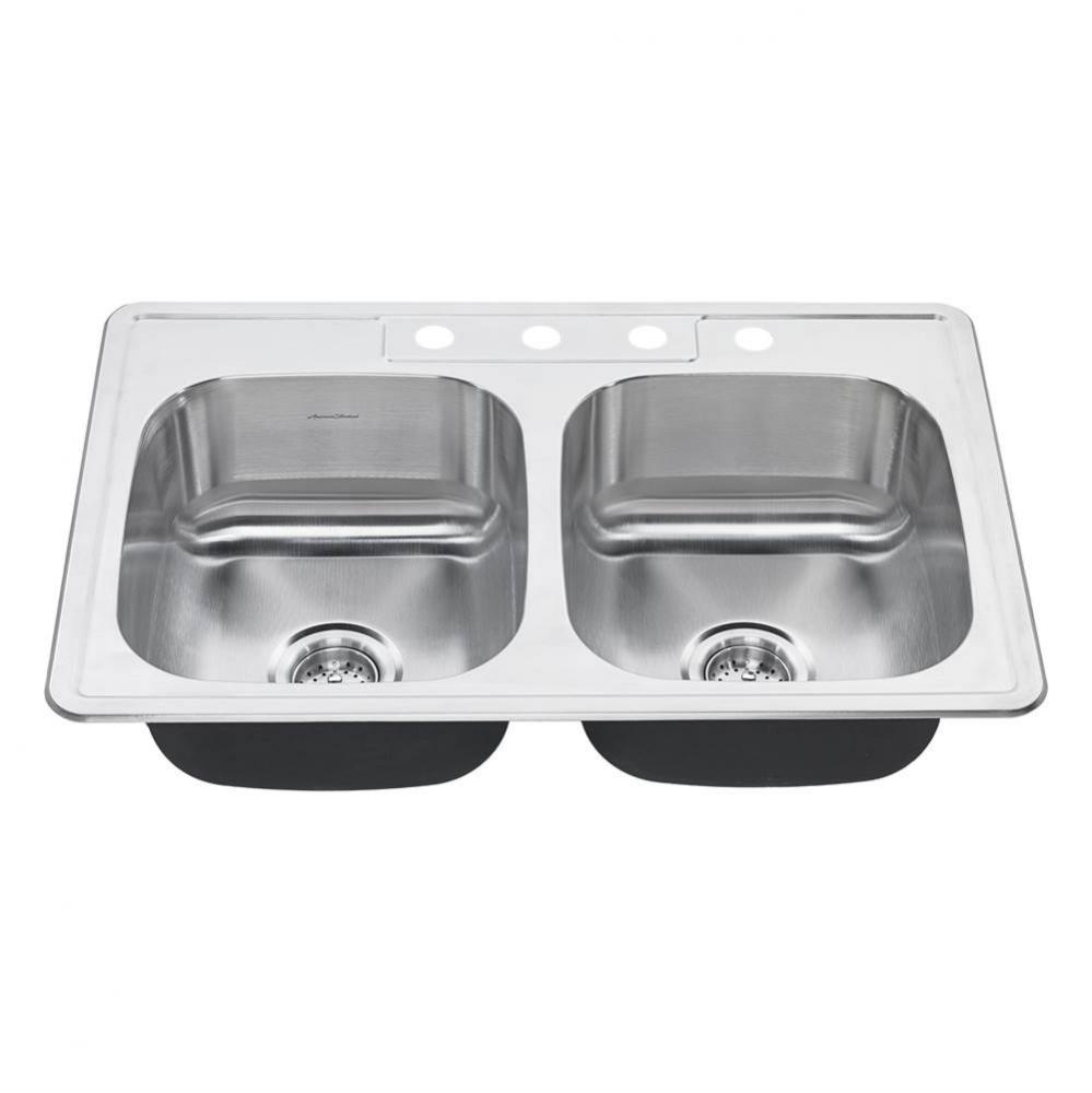 Colony®  33 x 22-Inch Stainless Steel 4-Hole Top Mount Double Bowl Kitchen Sink