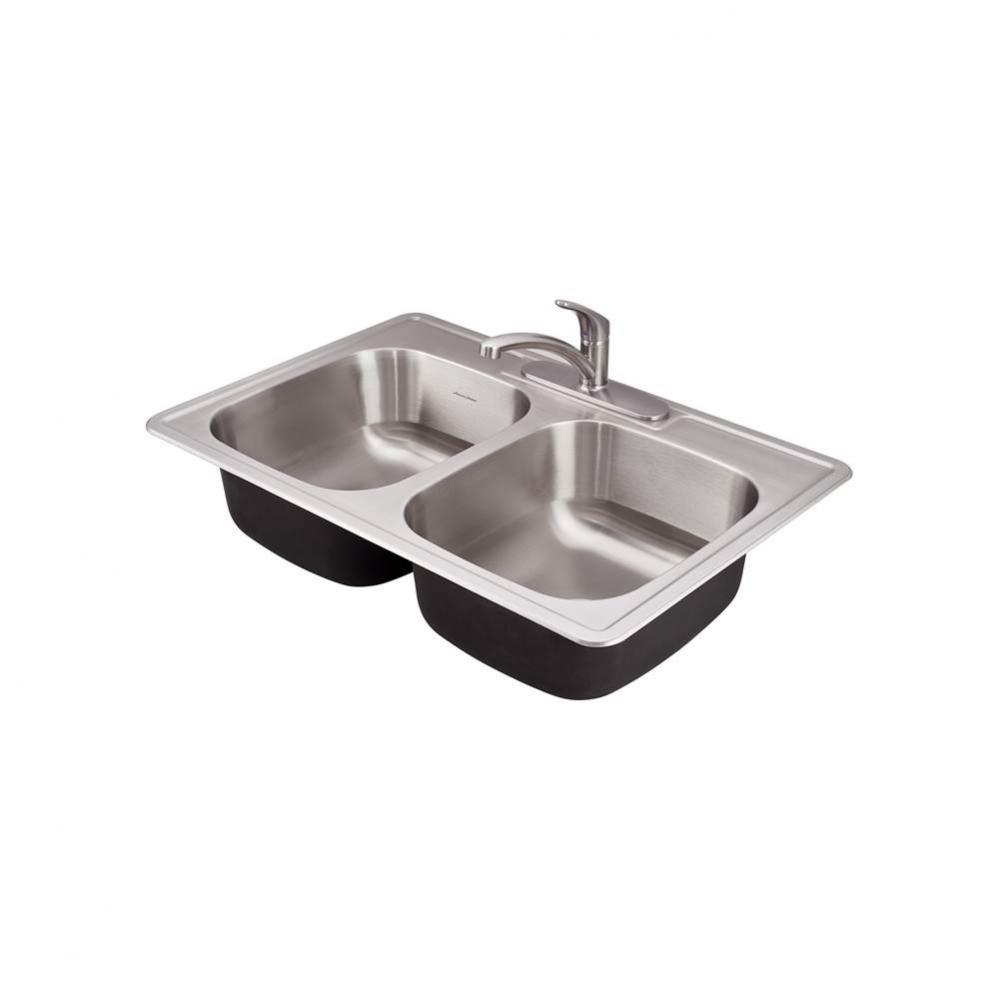 Colony® 33 x 22-Inch Stainless Steel 3-Hole Top Mount Double Bowl Kitchen Sink With Colony&#x