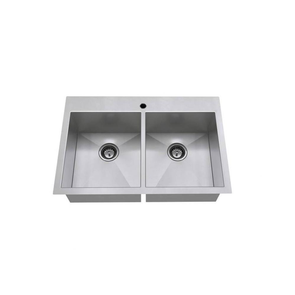 Edgewater® 33 x 22-Inch Stainless Steel 1-Hole Dual Mount Double-Bowl Kitchen Sink