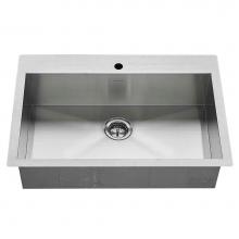 American Standard 18SB.9332211.075 - Edgewater® 33 x 22-Inch Stainless Steel 1-Hole Dual Mount Single-Bowl Kitchen Sink
