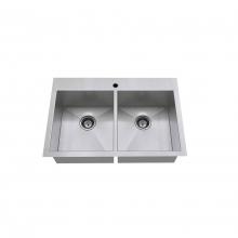 American Standard 18DB.9332211.075 - Edgewater® 33 x 22-Inch Stainless Steel 1-Hole Dual Mount Double-Bowl Kitchen Sink