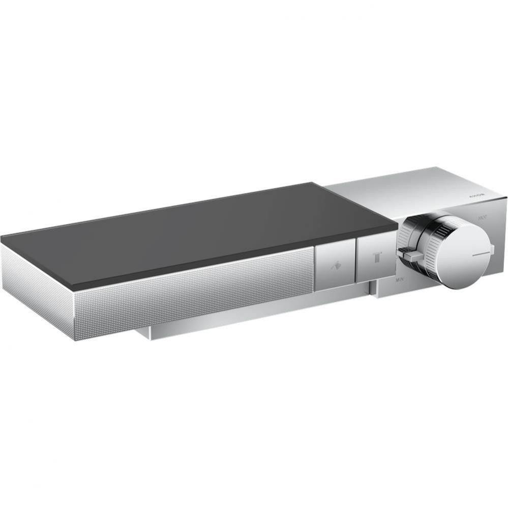 Edge Thermostatic Trim for Exposed Installation for 2 Functions - Diamond Cut in Chrome