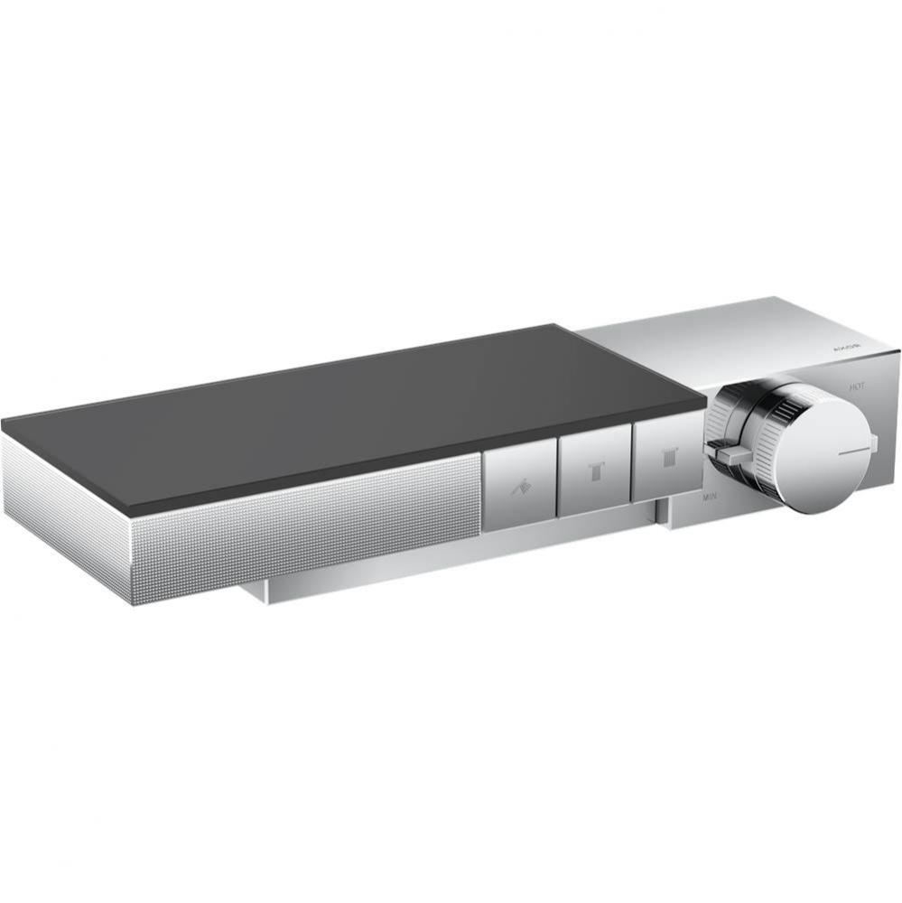 Edge Thermostatic Trim for Exposed Installation for 3 Functions - Diamond Cut in Chrome
