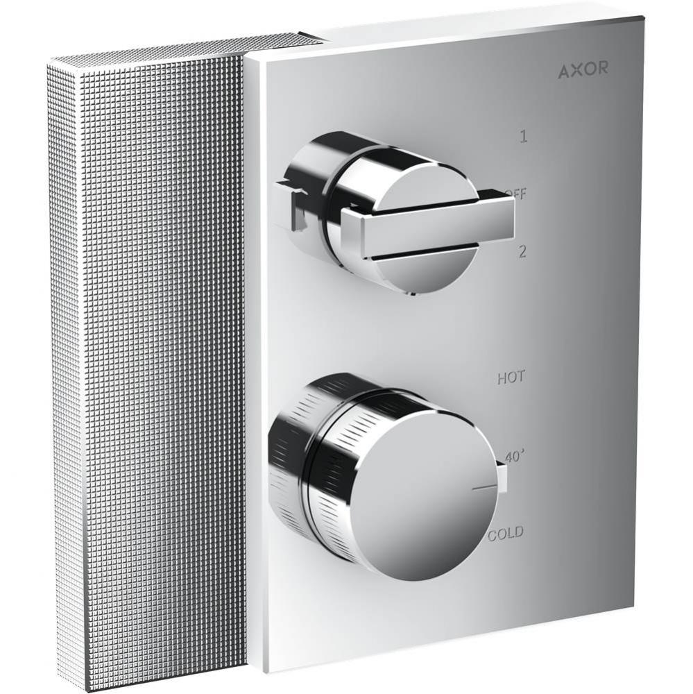 Edge Thermostatic Trim with Volume Control and Diverter - Diamond Cut in Chrome