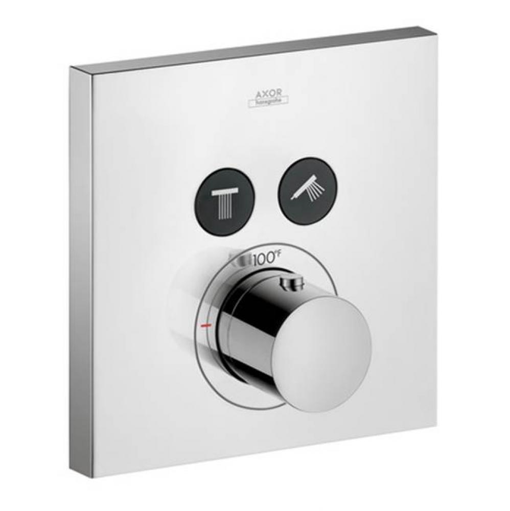 ShowerSelect Thermostatic Trim Square for 2 Functions in Chrome