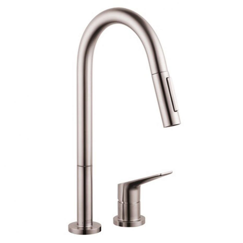 AXOR Citterio M 2-Hole Single-Handle Kitchen Faucet 2-Spray Pull-Down, 1.75 GPM in Steel Optic