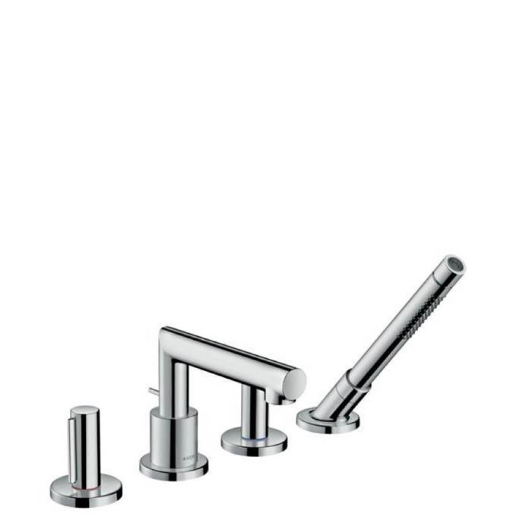 Uno 4-Hole Roman Tub Set Trim with Zero Handles and 1.75 GPM Handshower in Chrome