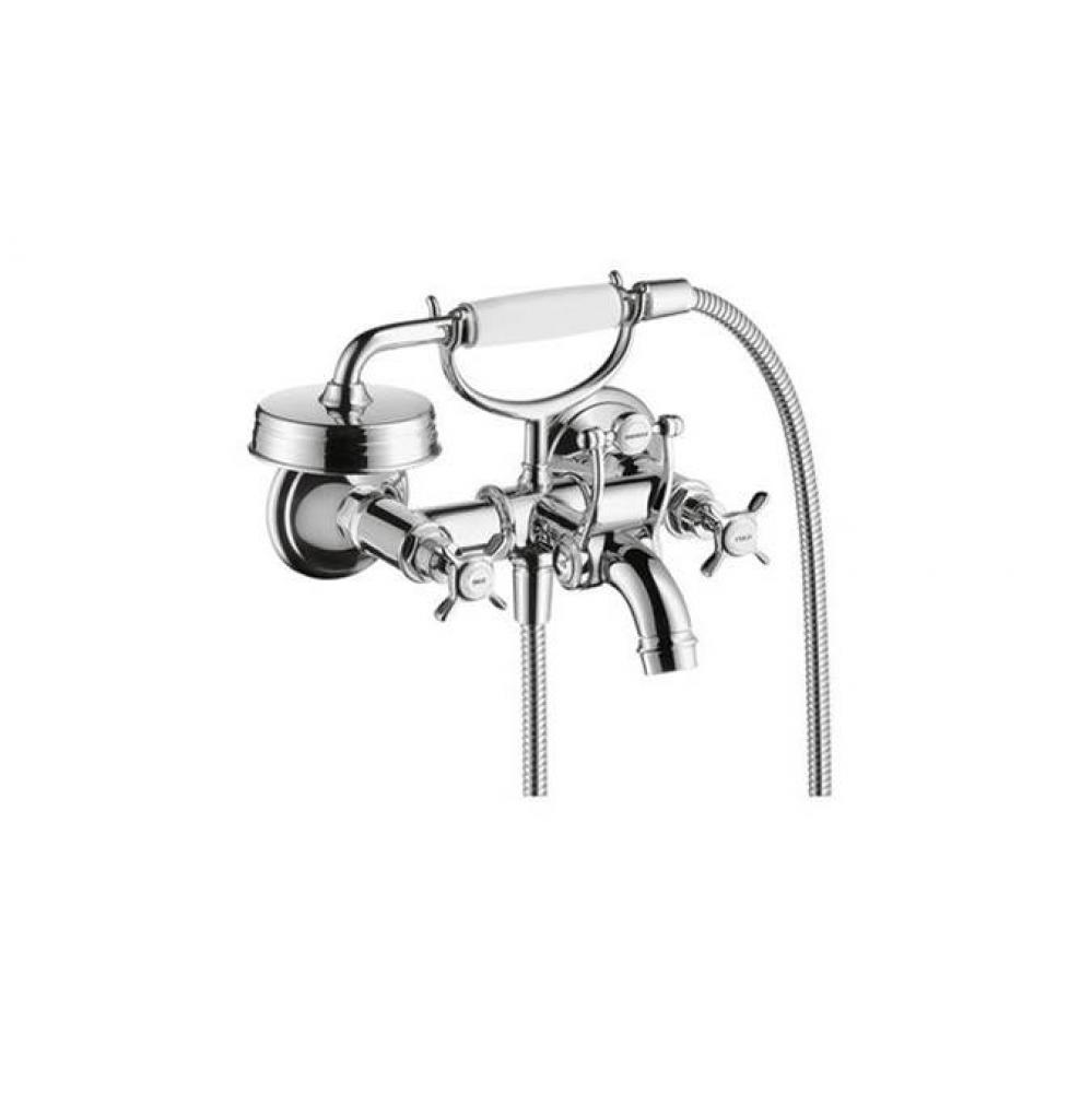 Montreux 2-Handle Wall-Mounted Tub Filler with Cross Handles and 1.8 GPM Handshower in Chrome