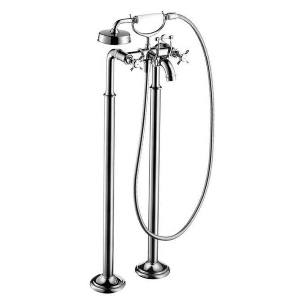 Montreux 2-Handle Freestanding Tub Filler Trim with Cross Handles and 1.8 GPM Handshower in Chrome