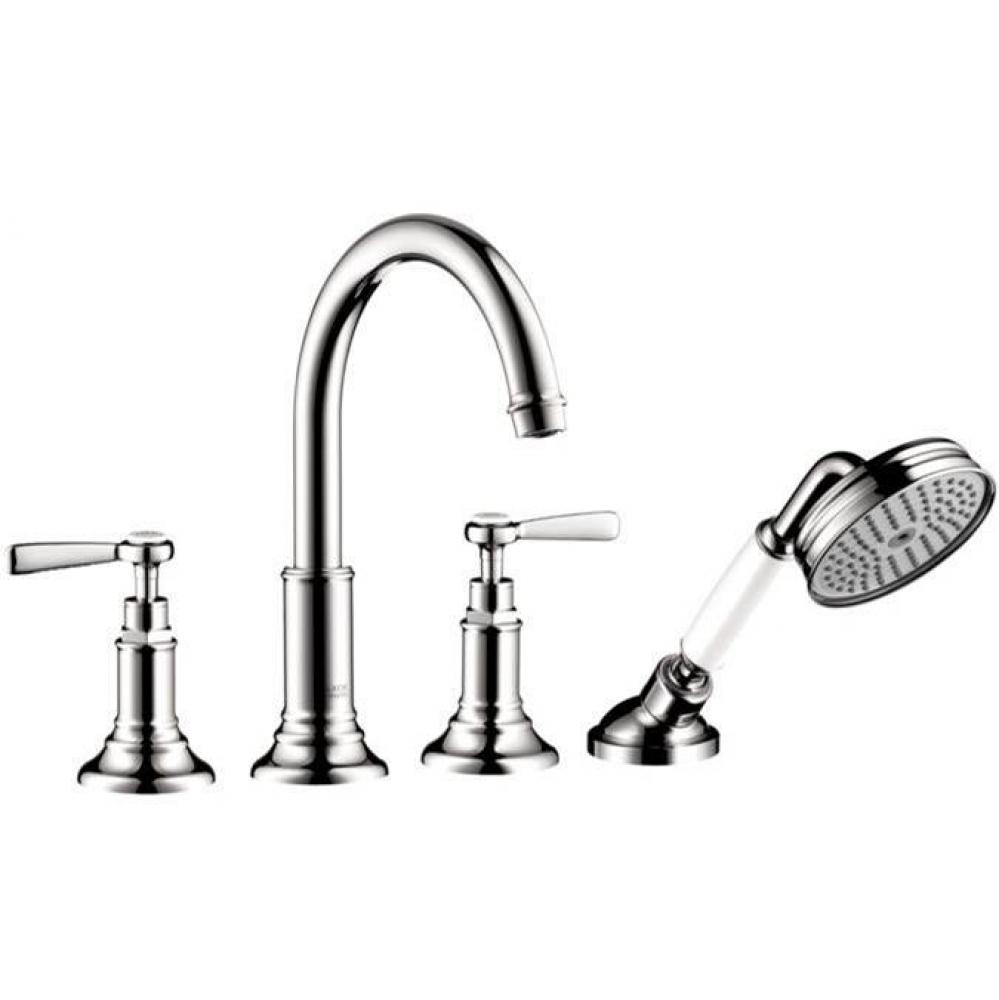 Montreux 4-Hole Roman Tub Set Trim with Lever Handles and 1.8 GPM Handshower in Chrome
