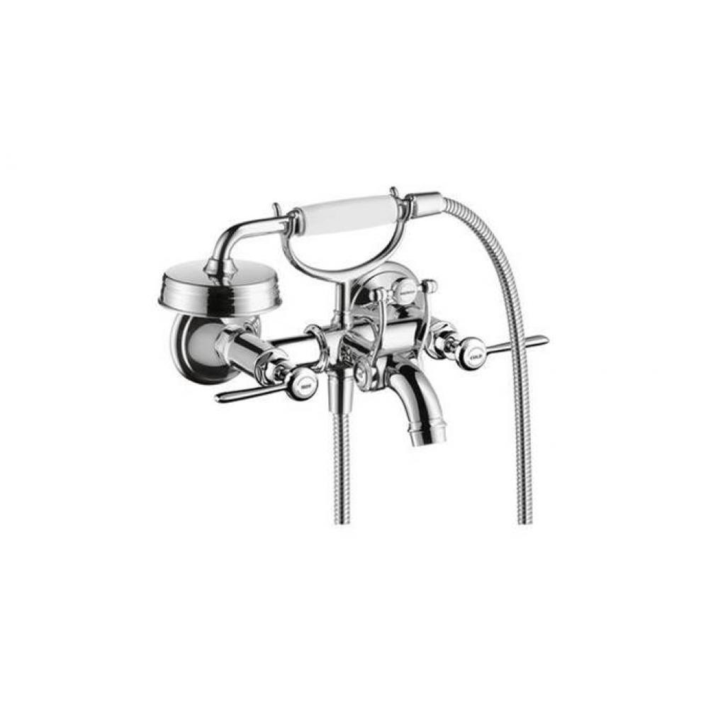 Montreux 2-Handle Wall-Mounted Tub Filler with Lever Handles and 1.8 GPM Handshower in Chrome