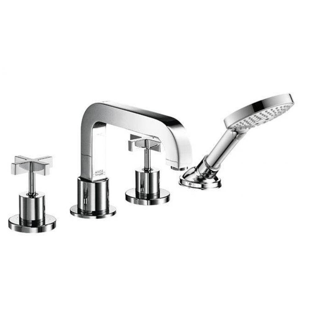 Citterio 4-Hole Roman Tub Set Trim with Cross Handles and 1.75 GPM Handshower in Chrome
