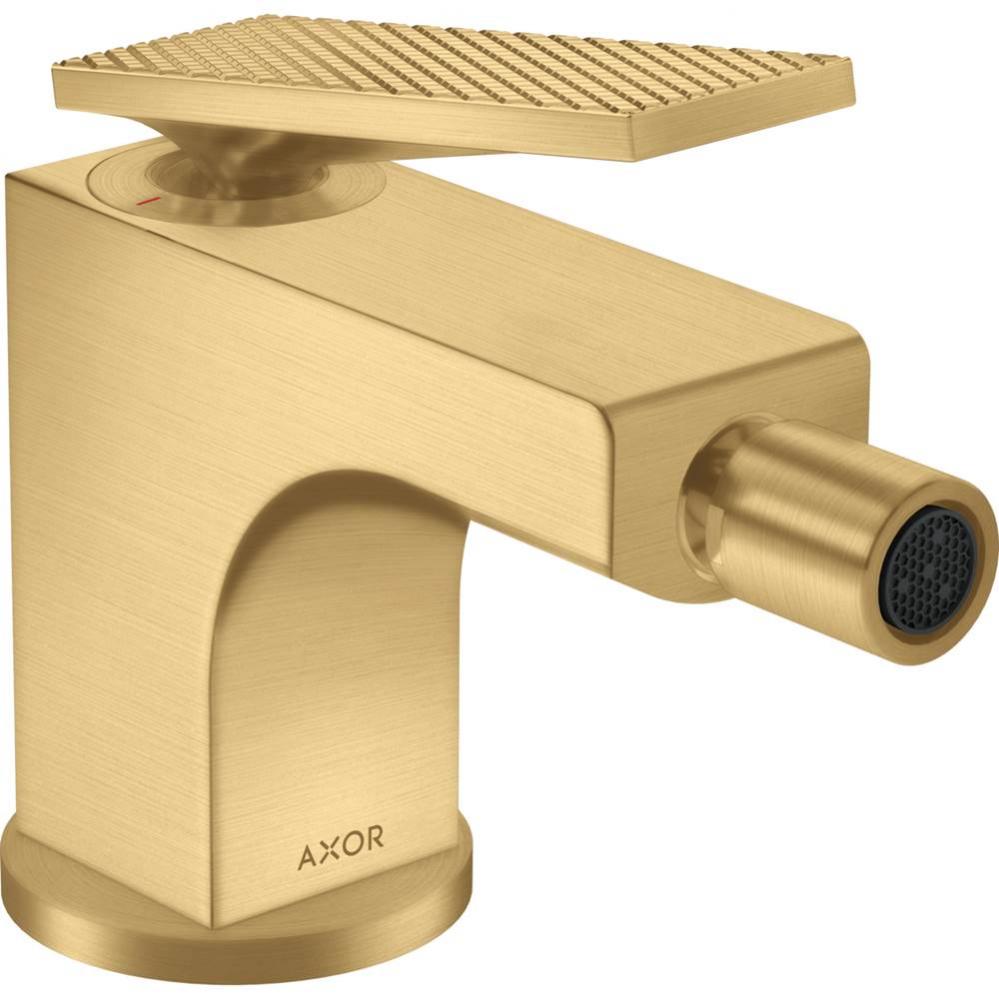 Citterio Single-Hole Bidet Faucet with Pop-Up Drain- Rhombic Cut, 1.5 GPM in Brushed Gold Optic