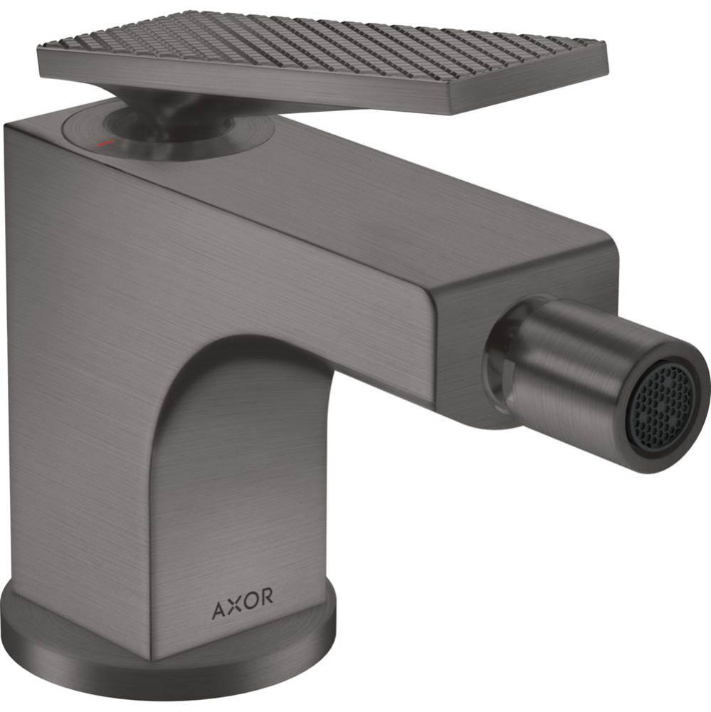 Citterio Single-Hole Bidet Faucet with Pop-Up Drain- Rhombic Cut, 1.5 GPM in Brushed Black Chrome