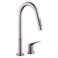 Axor 34822801 - AXOR Citterio M 2-Hole Single-Handle Kitchen Faucet 2-Spray Pull-Down, 1.75 GPM in Steel Optic