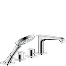 Axor 36413001 - Citterio E 4-Hole Thermostatic Roman Tub Set Trim with 1.75 GPM Handshower in Chrome