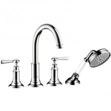 Axor 16555001 - Montreux 4-Hole Roman Tub Set Trim with Lever Handles and 1.8 GPM Handshower in Chrome
