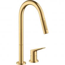 Axor 34822251 - AXOR Citterio M 2-Hole Single-Handle Kitchen Faucet 2-Spray Pull-Down, 1.75 GPM in Brushed Gold Op