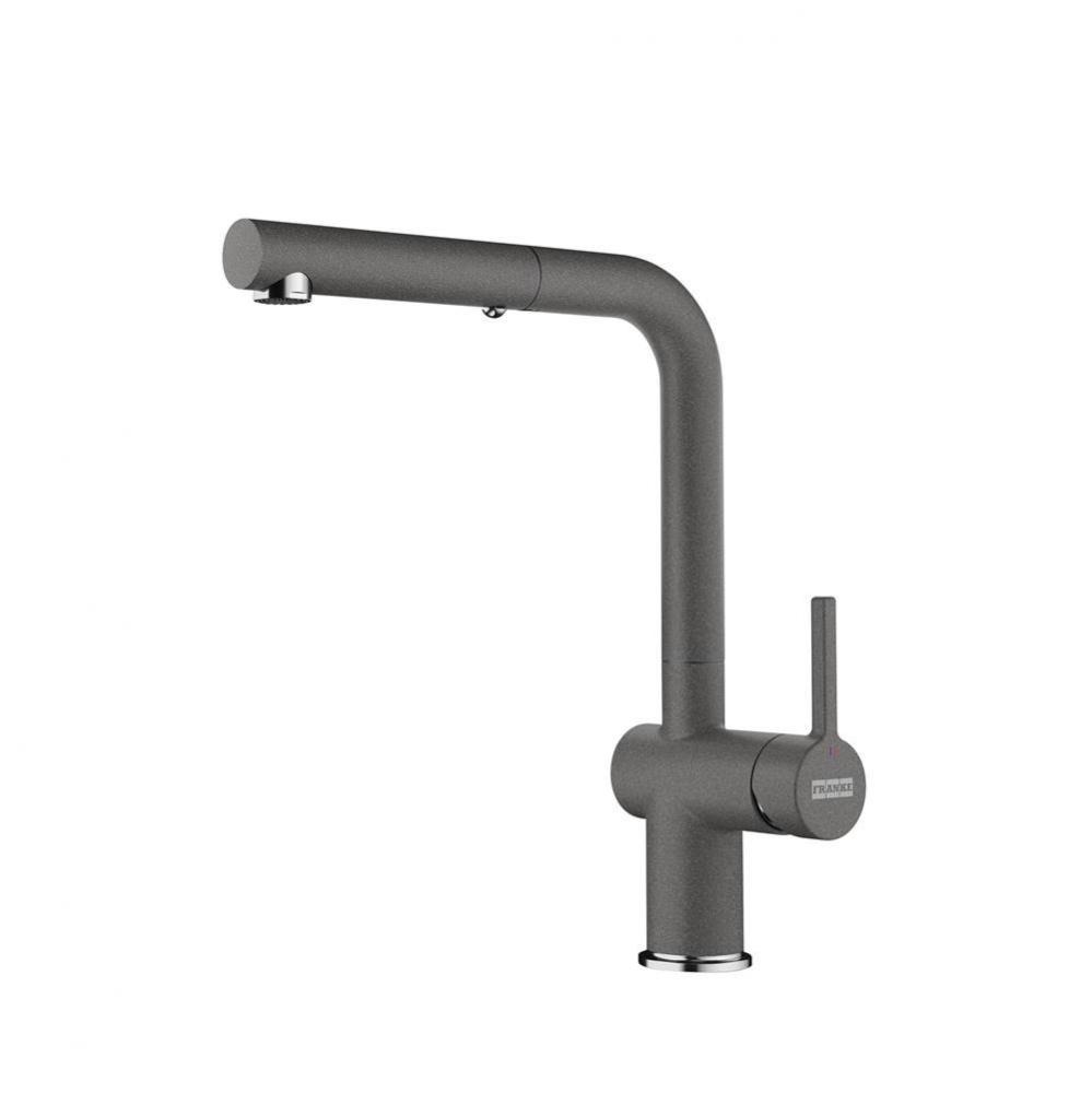 12.25-inch Contemporary Single Handle Pull-Out Faucet in Stone Grey, ACT-PO-STG