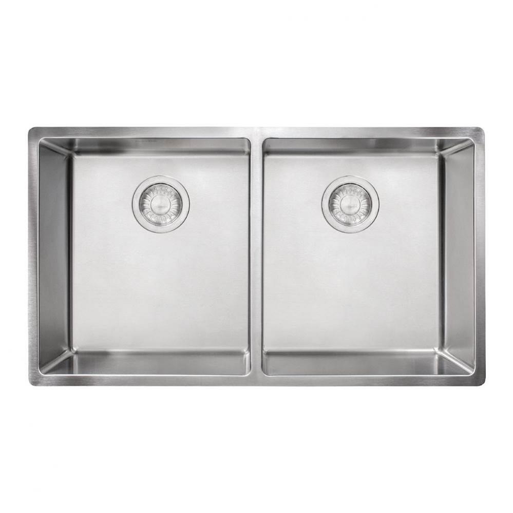 Cube 31.5-in. x 17.7-in. 18 Gauge Stainless Steel Undermount Double Bowl Kitchen Sink - CUX120