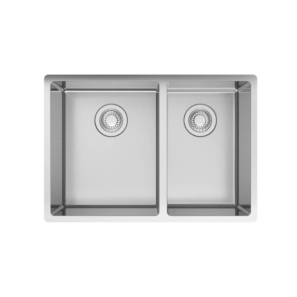 Cube 25.65-in. x 17.7-in. 18 Gauge Stainless Steel Undermount Double Bowl Kitchen Sink - CUX16024