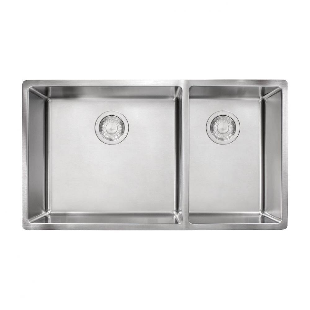 Cube 31.5-in. x 17.7-in. 18 Gauge Stainless Steel Undermount Double Bowl Kitchen Sink - CUX160