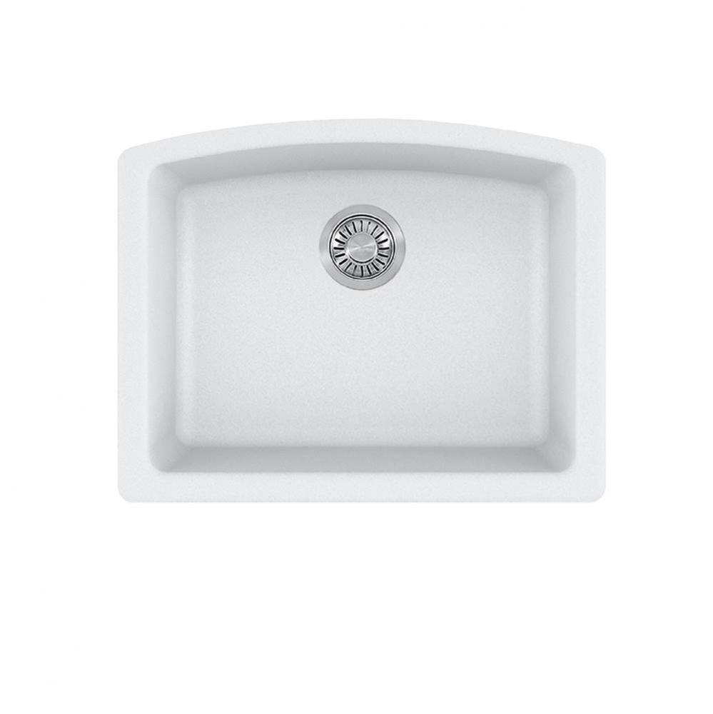 Ellipse 25.0-in. x 19.6-in. Granite Undermount Single Bowl Kitchen Sink in Polar White