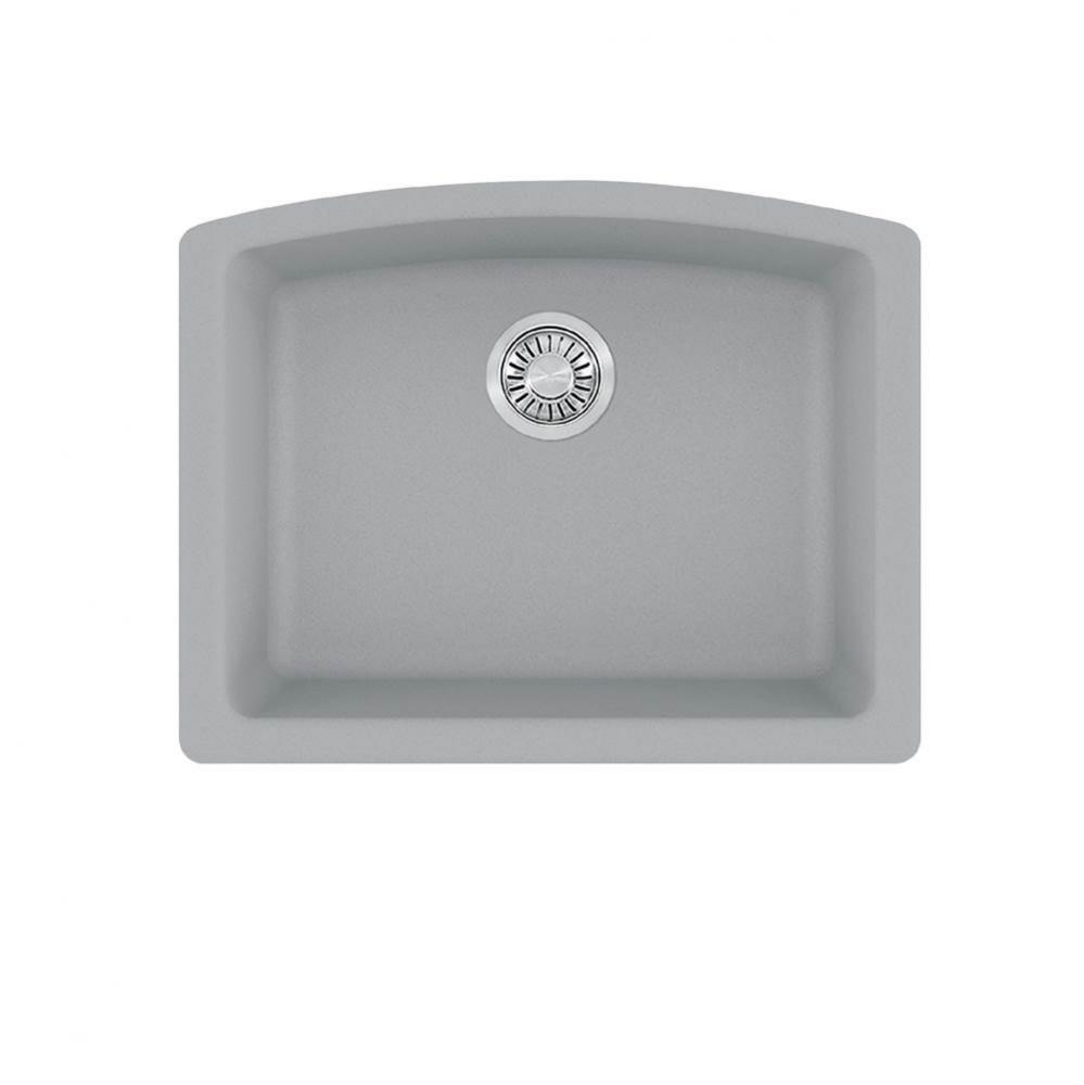 Ellipse 25.0-in. x 19.6-in. Granite Undermount Single Bowl Kitchen Sink in Stone Grey