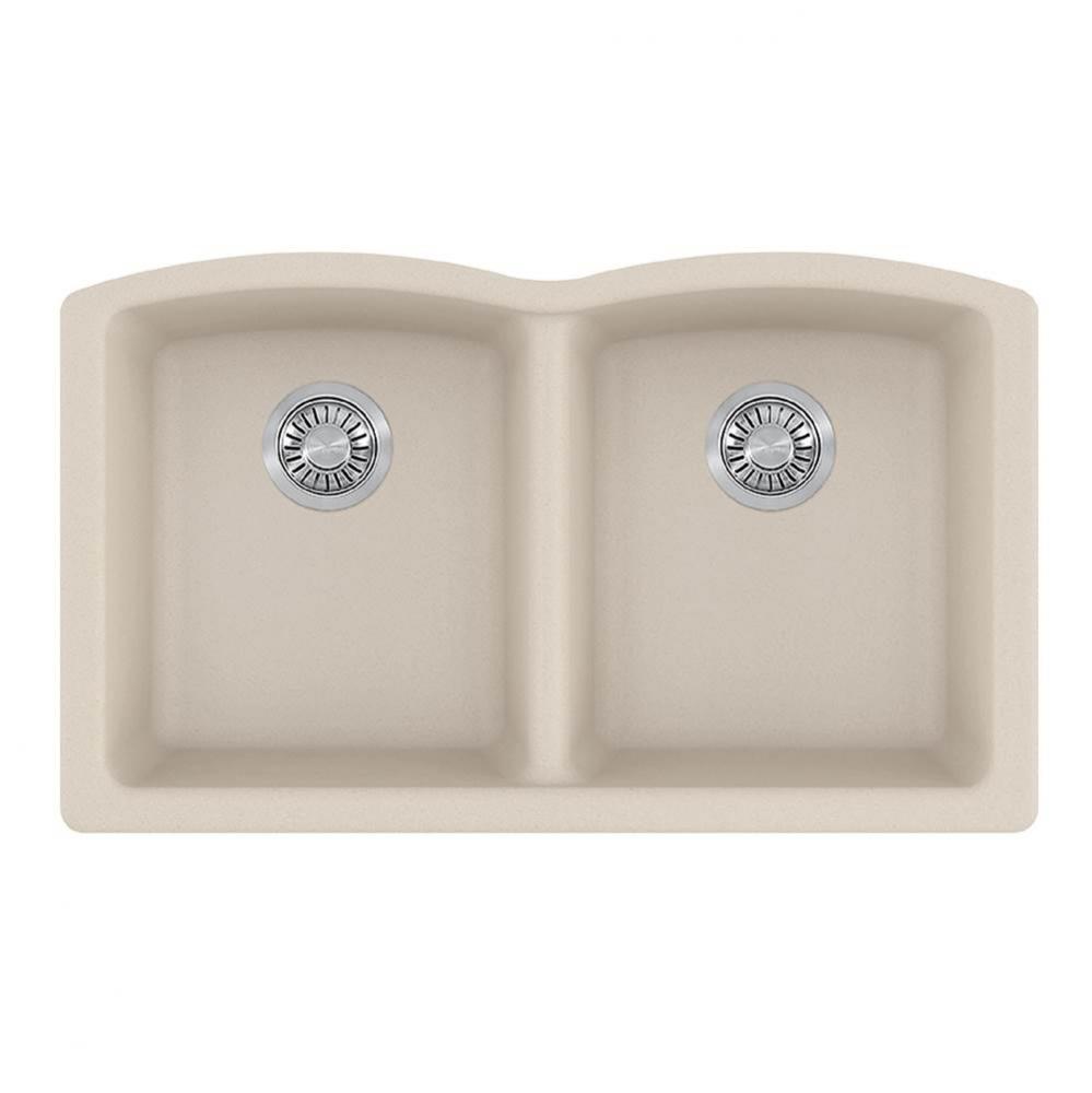 Ellipse 33.0-in. x 19.7-in. Champagne Granite Undermount Double Bowl Kitchen Sink - ELG120CHA