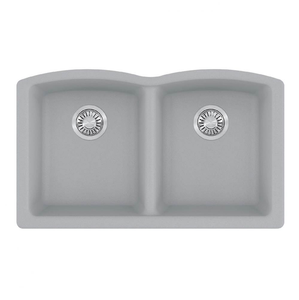 Ellipse 33.0-in. x 19.7-in. Stone Grey Granite Undermount Double Bowl Kitchen Sink - ELG120OSHG