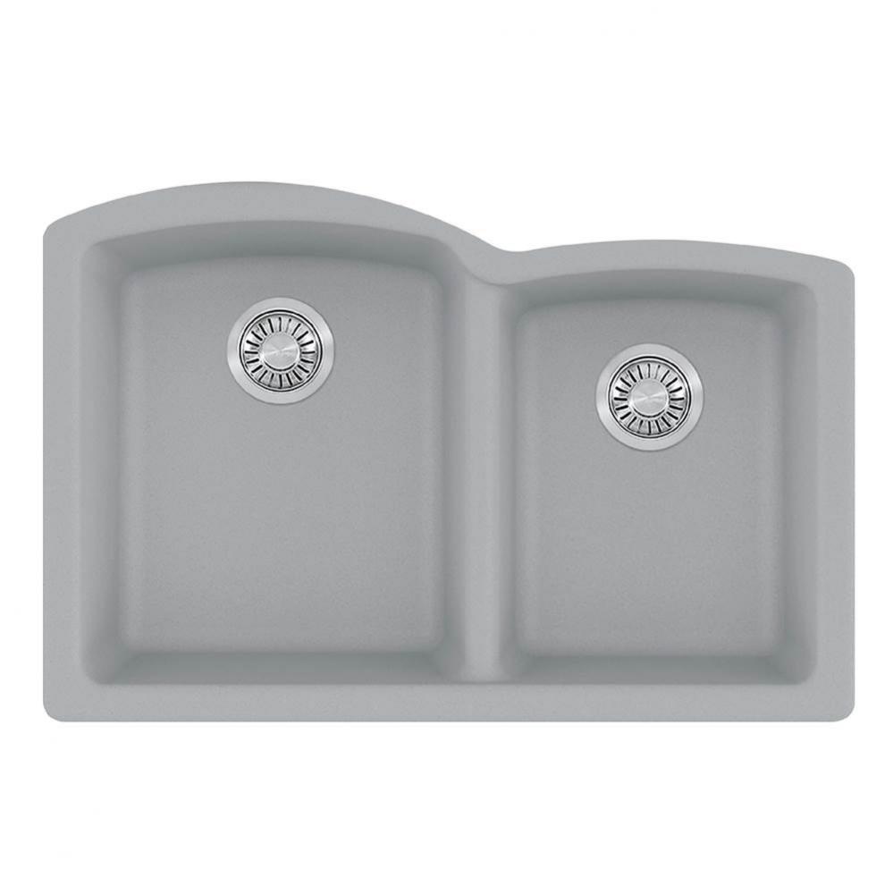Ellipse 33.0-in. x 21.7-in. Stone Grey Granite Undermount Double Bowl Kitchen Sink - ELG160STO