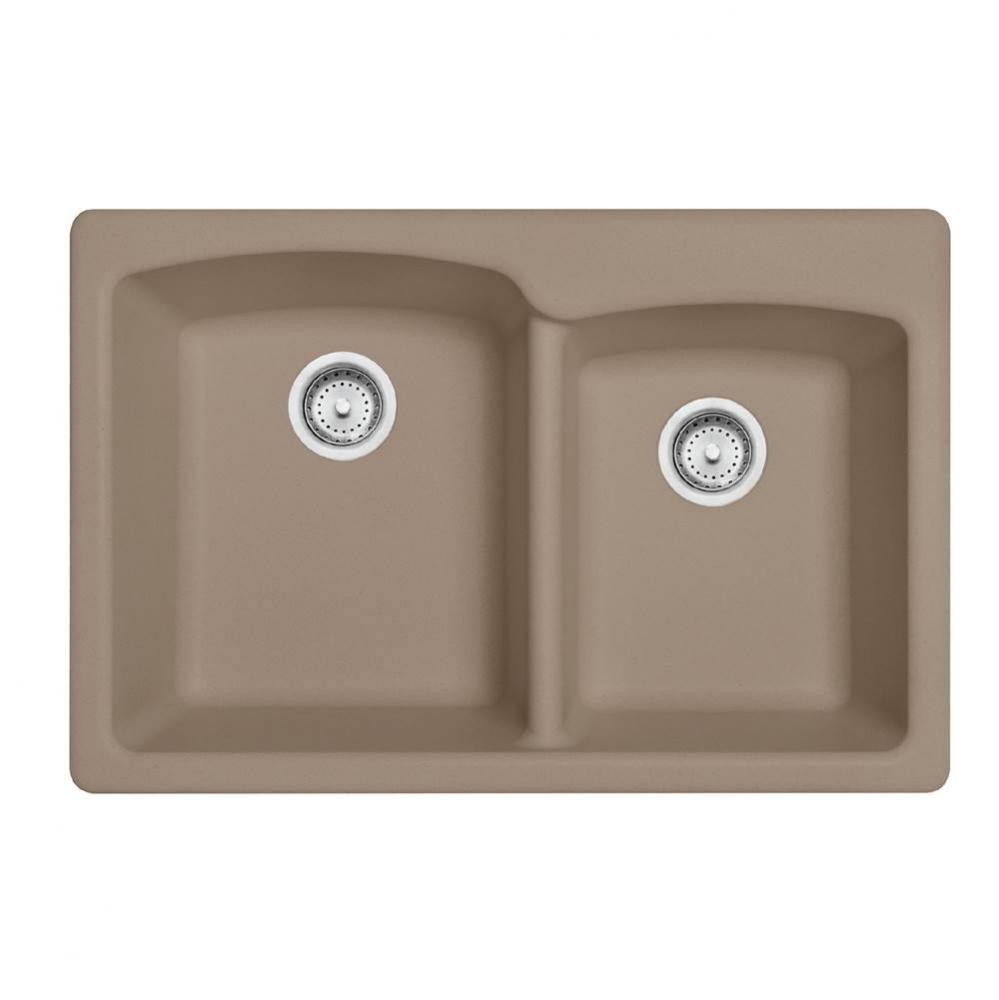 Ellipse 33.0-in. x 22.0-in. Granite Dual Mount Double Bowl Kitchen Sink in Oyster