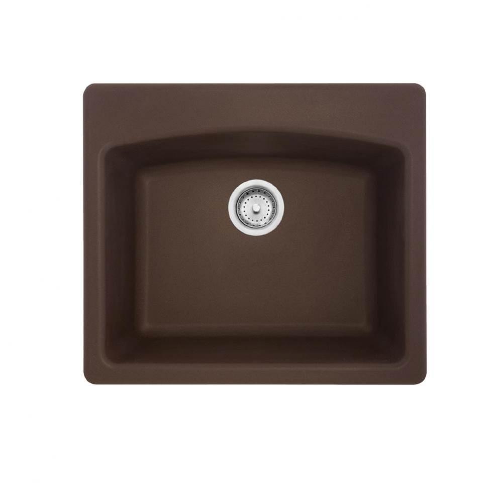 Ellipse 25.0-in. x 22.0-in. Mocha Granite Dual Mount Single Bowl Kitchen Sink - ESDB25229-1
