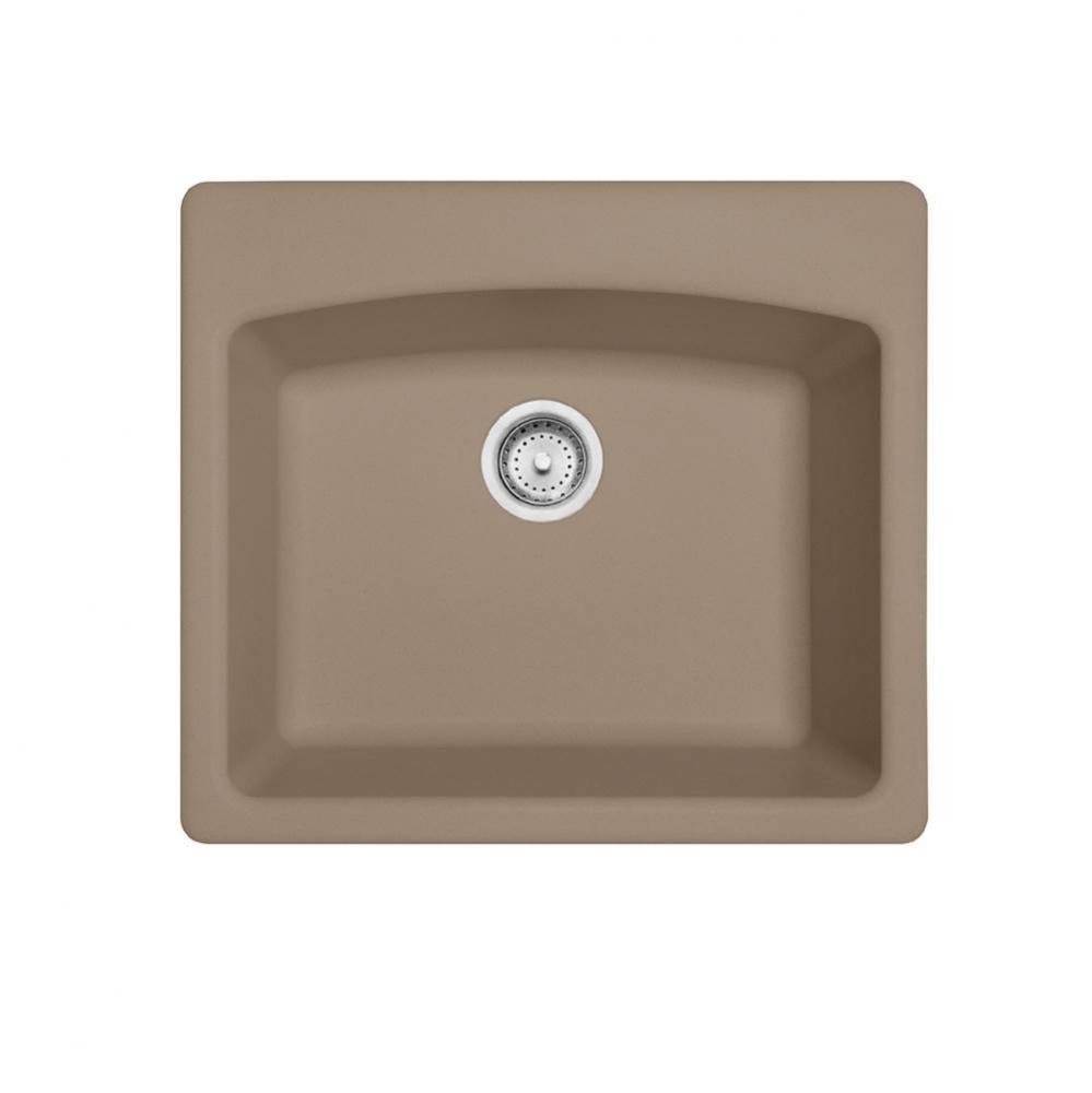Ellipse 25.0-in. x 22.0-in. Oyster Granite Dual Mount Single Bowl Kitchen Sink - ESOY25229-1