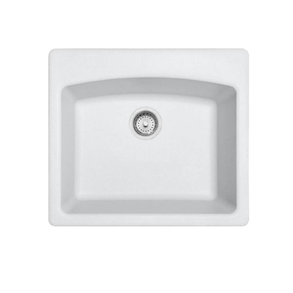 Ellipse 25.0-in. x 22.0-in. Polar White Granite Dual Mount Single Bowl Kitchen Sink - ESPW25229-1