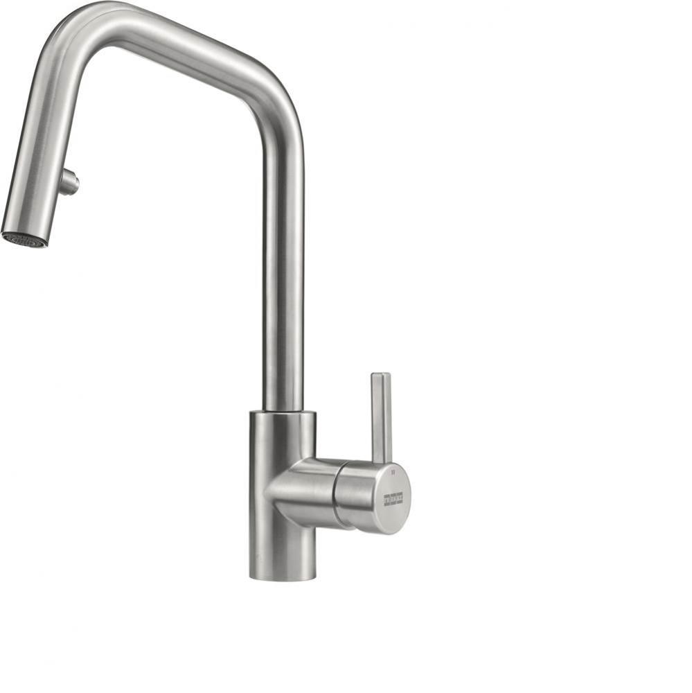 Kubus 15-inch Single Handle Pull-Down Kitchen Faucet in Stainless Steel, KUB-PD-304