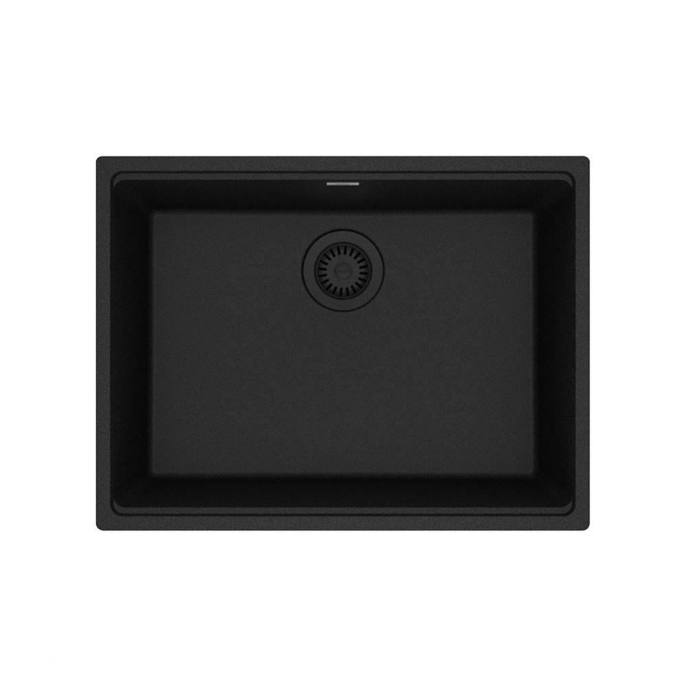 Franke Maris Undermount 25-in x 18.94-in Fragranite Single Bowl Kitchen Sink in Onyx