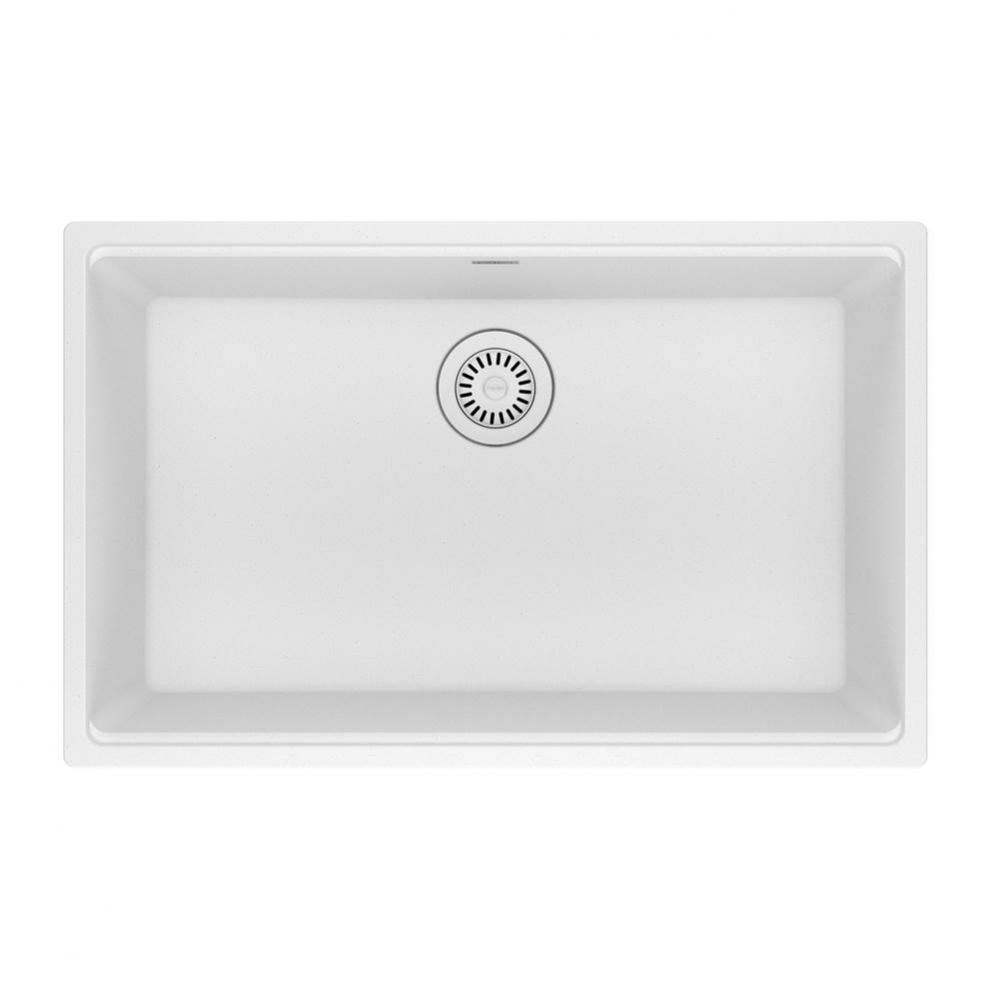 Franke Maris Undermount 30-in x 19-in Fragranite Single Bowl Kitchen Sink in Polar White