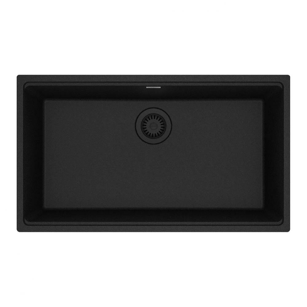 Franke Maris Undermount 31-in x 17.81-in Fragranite Single Bowl Kitchen Sink in Onyx