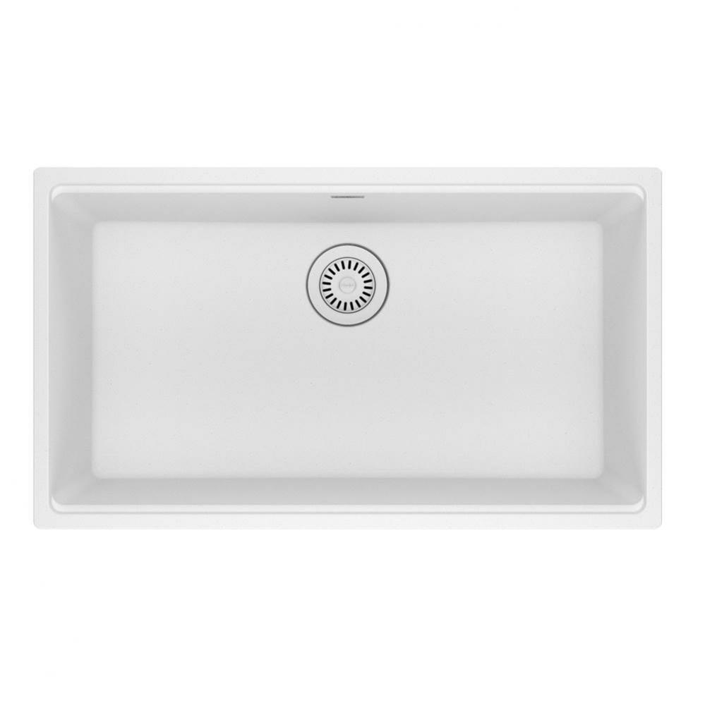 Franke Maris Undermount 31-in x 17.81-in Fragranite Single Bowl Kitchen Sink in Polar White