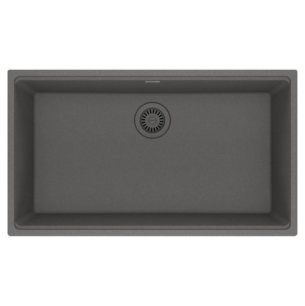 Franke Maris Undermount 33-in x 18.94-in Fragranite Single Bowl Kitchen Sink in Stone Grey