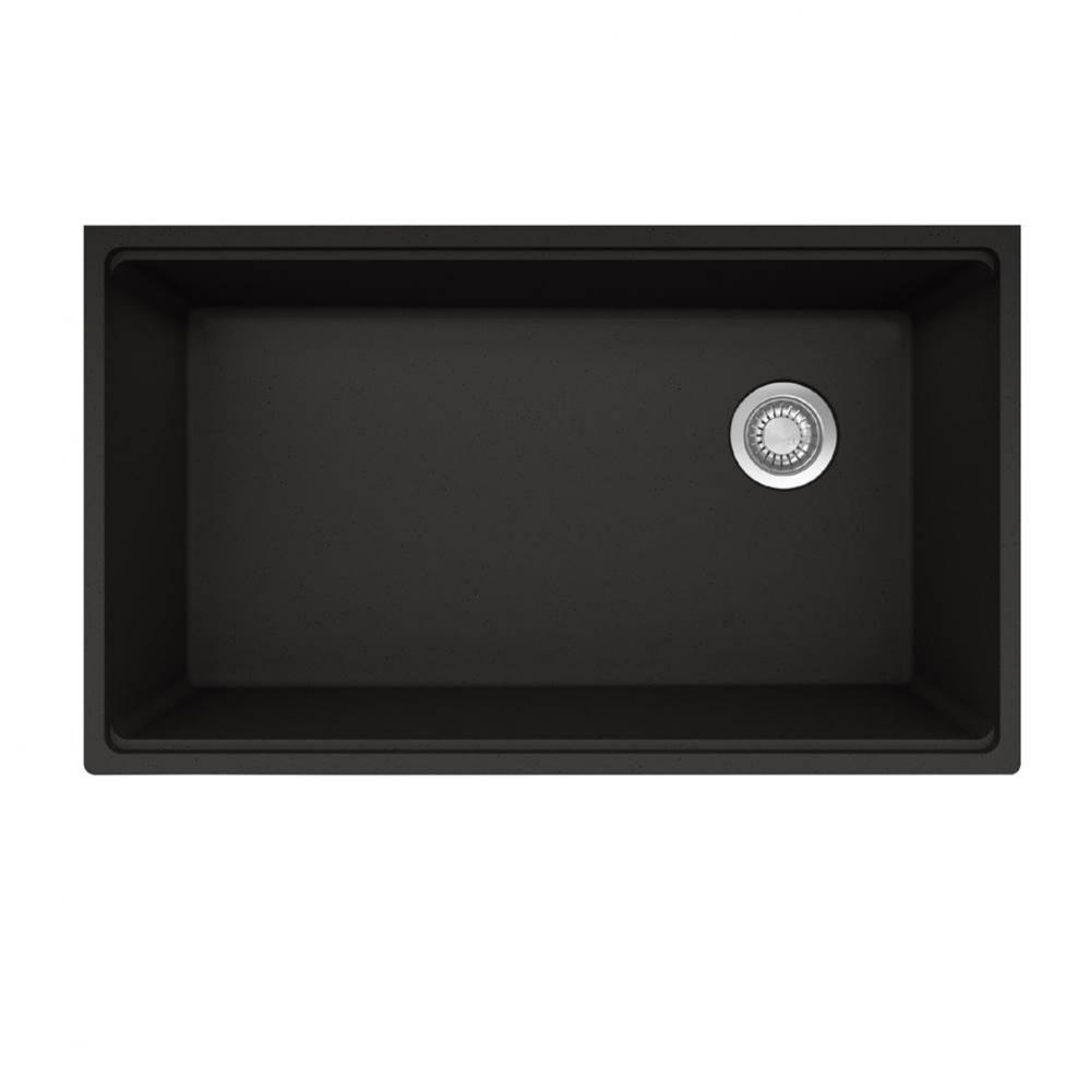 Franke Maris Undermount 33-in x 19.31-in Fragranite Single Bowl Workcenter Kitchen Sink in Onyx