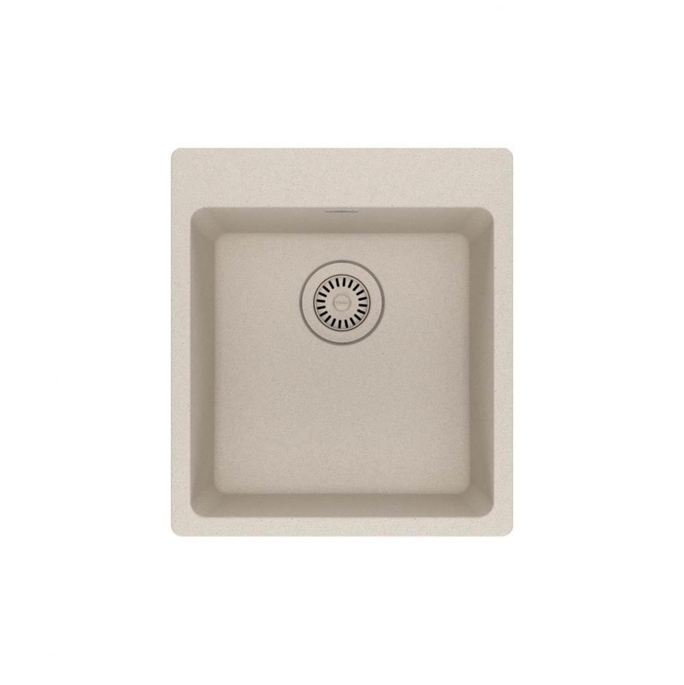 Franke Maris Dual Mount 17.31-in x 19.69-in Fragranite Single Bowl Bar / Prep Sink in Champagne