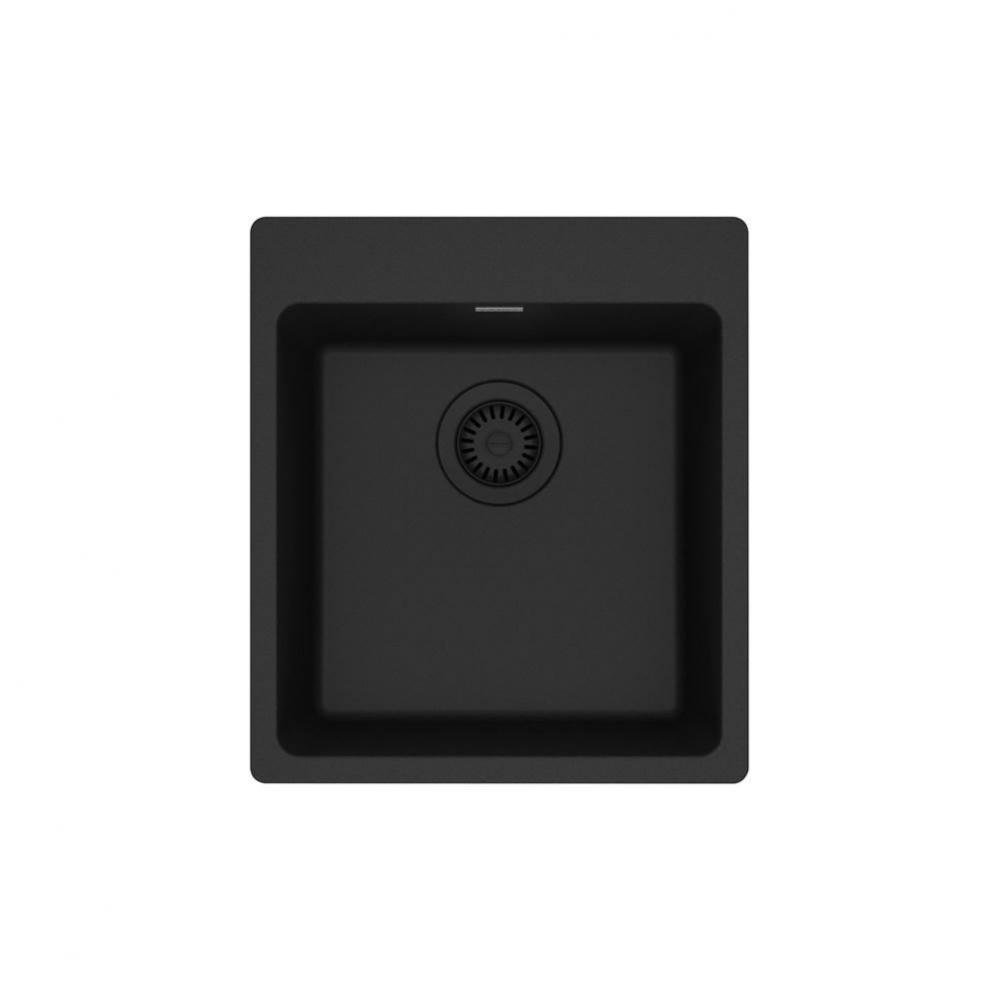 Franke Maris Dual Mount 17.31-in x 19.69-in Fragranite Single Bowl Bar / Prep Sink in Matte Black