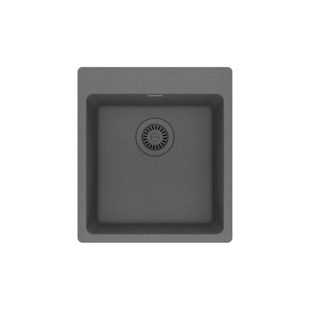 Franke Maris Dual Mount 17.31-in x 19.69-in Fragranite Single Bowl Bar / Prep Sink in Stone Grey