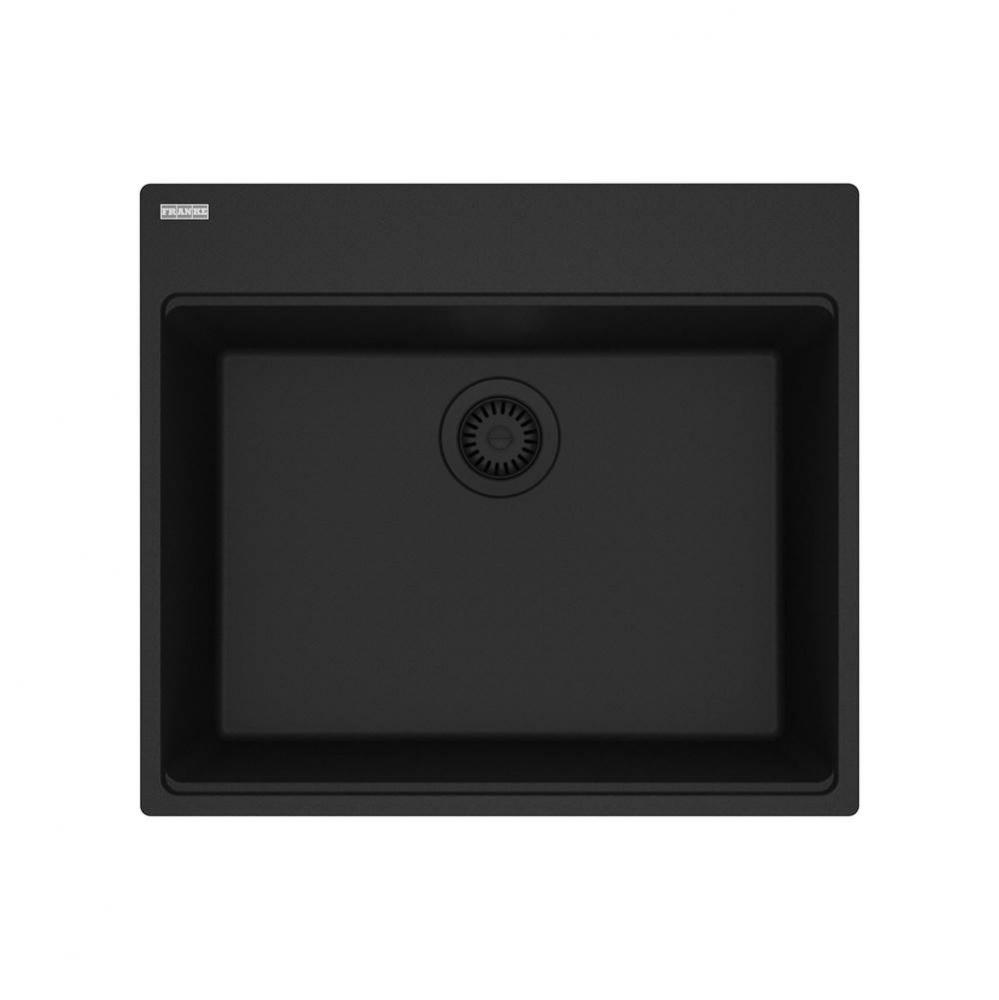 Franke Maris Dual Mount 25-in x 22-in Fragranite Single Bowl Kitchen Sink in Matte Black