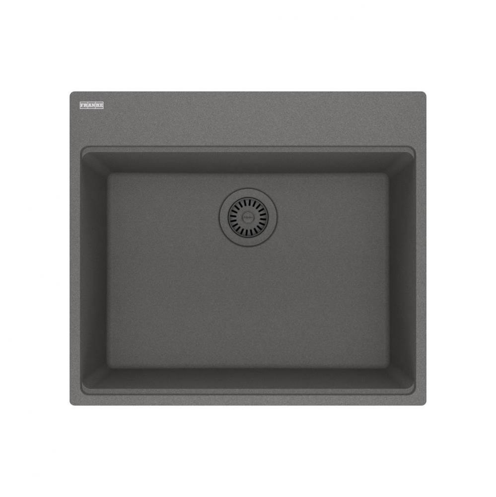 Maris Topmount 25-in x 22-in Granite Single Bowl Kitchen Sink in Stone Grey