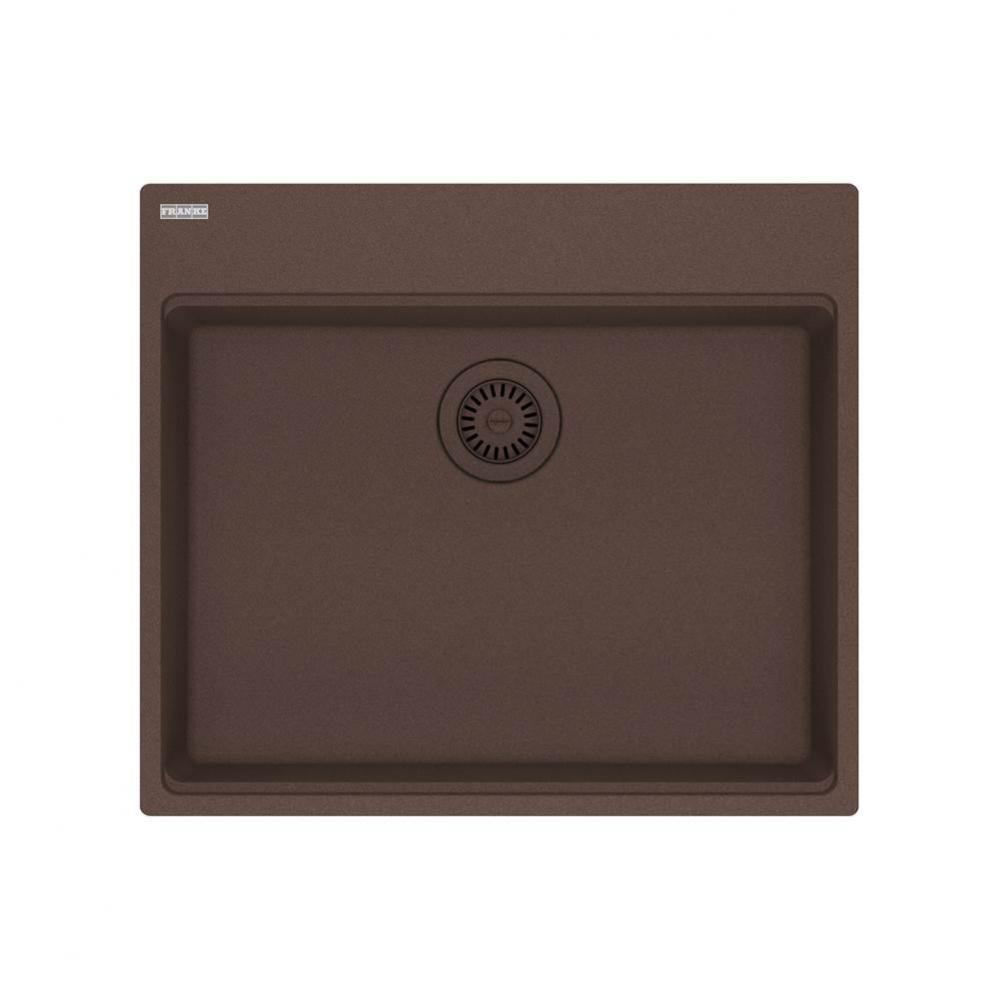 Franke Maris Dual Mount 25-in x 22-in Fragranite ADA Single Bowl Kitchen Sink in Mocha