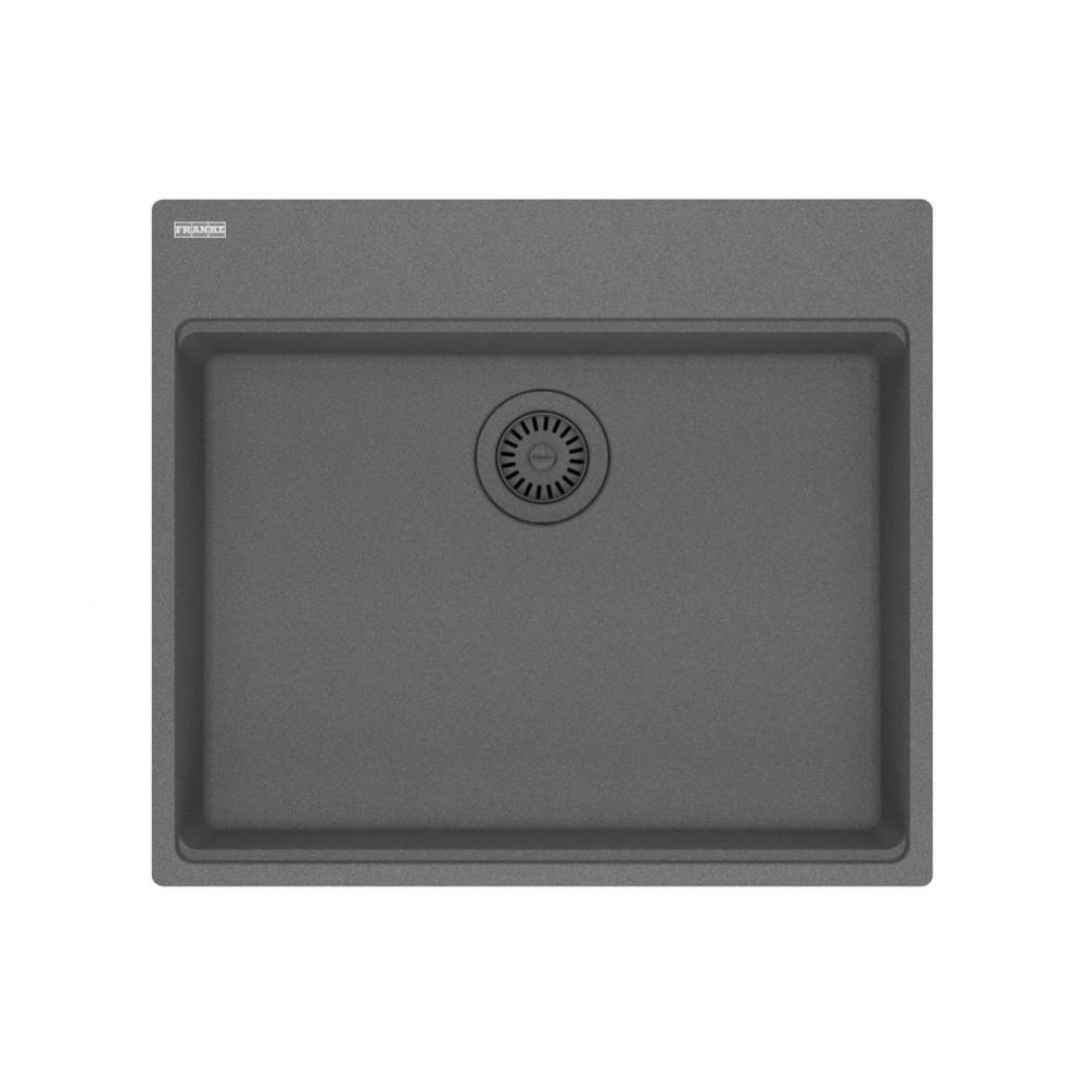 Maris Topmount 25-in x 22-in Granite ADA Single Bowl Kitchen Sink in Stone Grey