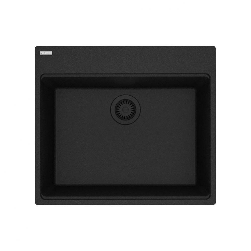Franke Maris Dual Mount 25-in x 22-in Fragranite Dual Mount Single Bowl Laundry Sink in Onyx